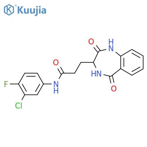 N-(3-chloro-4-fluorophenyl)-3-(2,5-dioxo-2,3,4,5-tetrahydro-1H-1,4-benzodiazepin-3-yl)propanamide structure