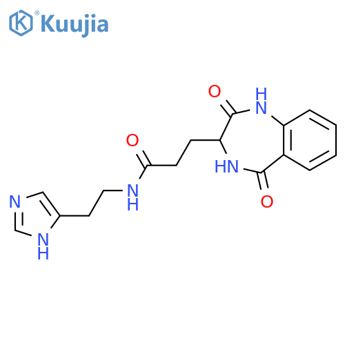 3-(2,5-dioxo-2,3,4,5-tetrahydro-1H-1,4-benzodiazepin-3-yl)-N-2-(1H-imidazol-4-yl)ethylpropanamide structure