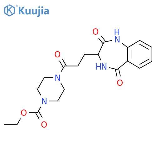 ethyl 4-3-(2,5-dioxo-2,3,4,5-tetrahydro-1H-1,4-benzodiazepin-3-yl)propanoylpiperazine-1-carboxylate structure