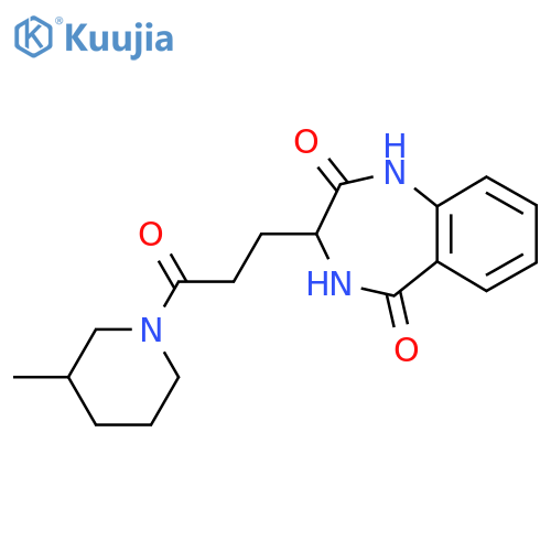 3-3-(3-methylpiperidin-1-yl)-3-oxopropyl-2,3,4,5-tetrahydro-1H-1,4-benzodiazepine-2,5-dione structure