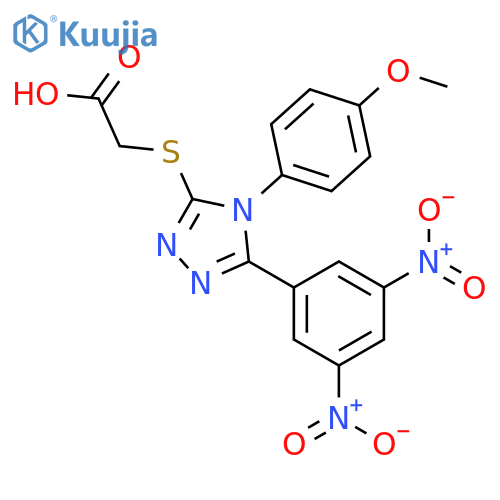 Acetic acid,2-[[5-(3,5-dinitrophenyl)-4-(4-methoxyphenyl)-4H-1,2,4-triazol-3-yl]thio]- structure