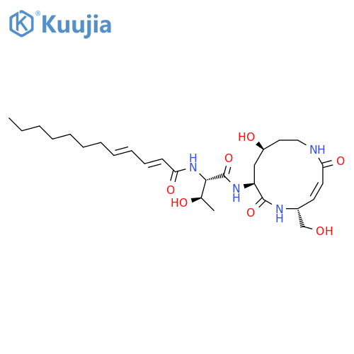 2,4-Dodecadienamide,N-[(1S,2R)-2-hydroxy-1-[[[(3E,5R,8S,10S)-10-hydroxy-5-(hydroxymethyl)-2,7-dioxo-1,6-diazacyclododec-3-en-8-yl]amino]carbonyl]propyl]-,(2E,4E)- (9CI) structure