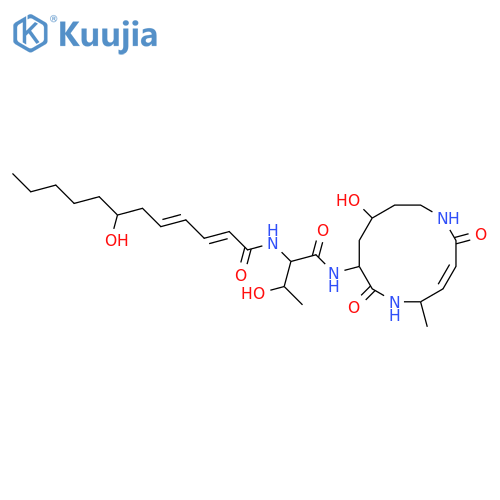 2,4-Dodecadienamide,7-hydroxy-N-[2-hydroxy-1-[[(10-hydroxy-5-methyl-2,7-dioxo-1,6-diazacyclododec-3-en-8-yl)amino]carbonyl]propyl]-(9CI) structure