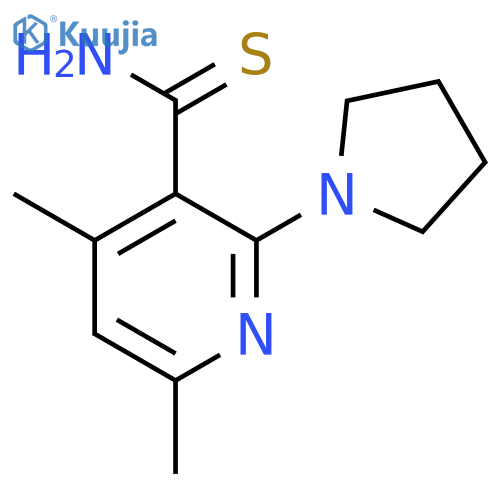 4,6-dimethyl-2-(pyrrolidin-1-yl)pyridine-3-carbothioamide structure