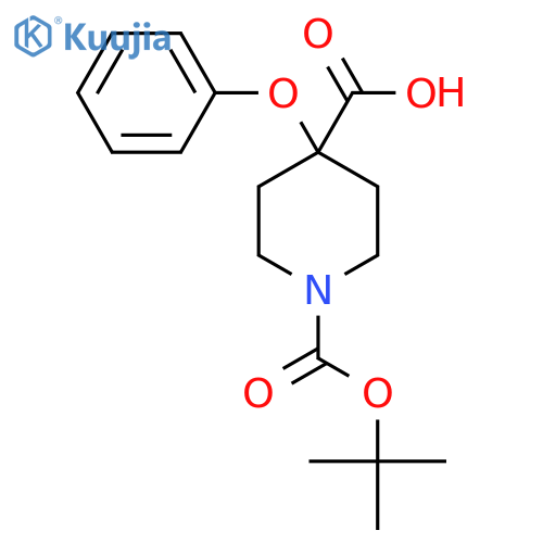 1-(tert-butoxycarbonyl)-4-phenoxypiperidine-4-carboxylic acid structure