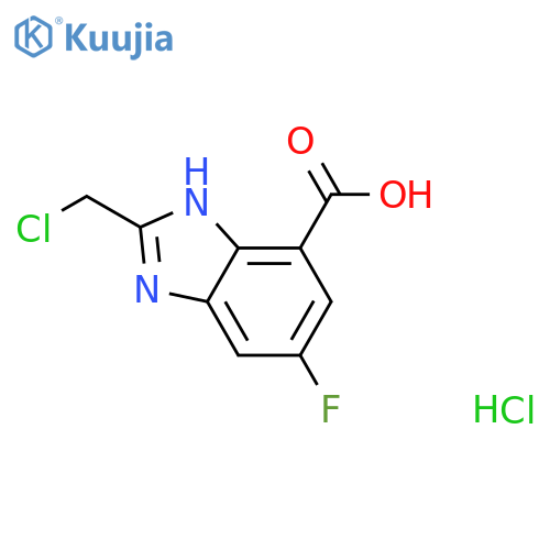 2-(chloromethyl)-6-fluoro-1H-1,3-benzodiazole-4-carboxylic acid hydrochloride structure