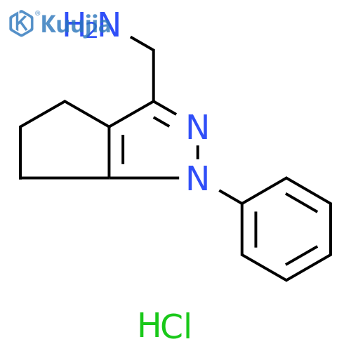 {1-Phenyl-1H,4H,5H,6H-cyclopentacpyrazol-3-yl}methanamine Hydrochloride structure