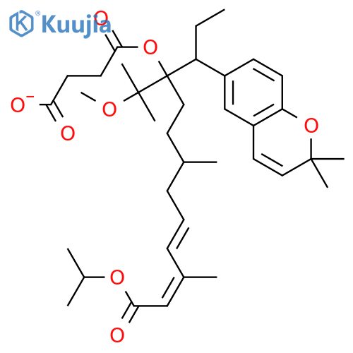 BUTANEDIOIC ACID, 1-(2,2-DIMETHYL-2H-1-BENZOPYRAN-6-YL)PROPYL1-(1-METHOXY-1-METHYLETHYL)-4,8-DIMETHYL-10-(1-METHYLETHOXY)-10-OXO-6,8-DECADIENYL ESTER structure
