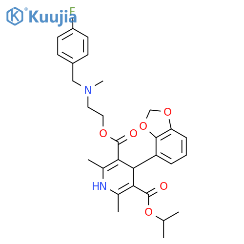 3,5-Pyridinedicarboxylicacid, 4-(1,3-benzodioxol-4-yl)-1,4-dihydro-2,6-dimethyl-,3-[2-[[(4-fluorophenyl)methyl]methylamino]ethyl] 5-(1-methylethyl) ester structure