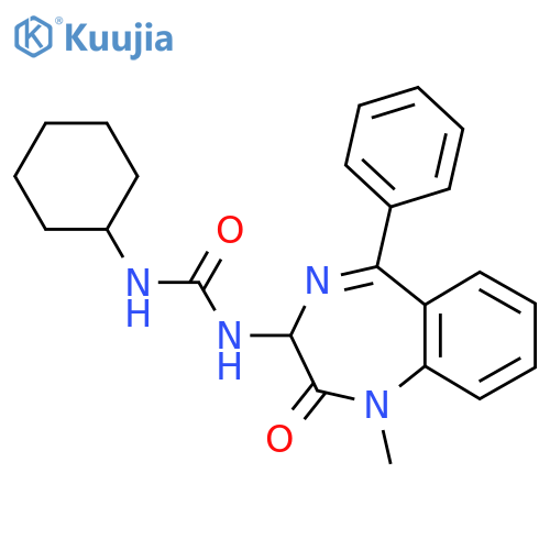 1-Cyclohexyl-3-(1-methyl-2-oxo-5-phenyl-2,3-dihydro-1H-benzo[e][1,4]diazepin-3-yl)-urea structure