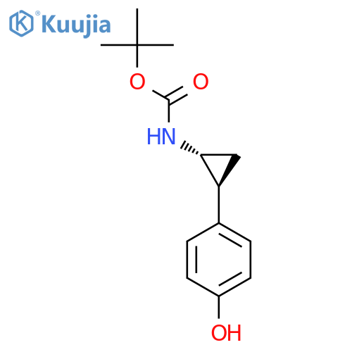 tert-butyl N-[trans-2-(4-hydroxyphenyl)cyclopropyl]carbamate structure