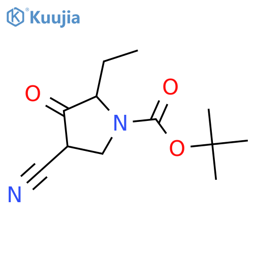 tert-Butyl 4-cyano-2-ethyl-3-oxopyrrolidine-1-carboxylate structure