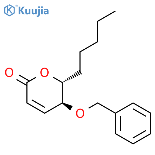 2H-Pyran-2-one, 5,6-dihydro-6-pentyl-5-(phenylmethoxy)-, (5S-trans)- structure
