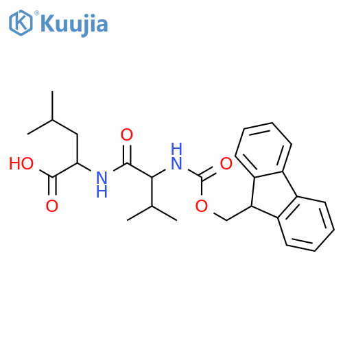 (2S)-2-(2S)-2-({(9H-fluoren-9-yl)methoxycarbonyl}amino)-3-methylbutanamido-4-methylpentanoic acid structure