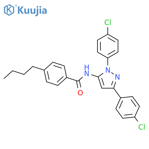 N-[2,5-bis(4-chlorophenyl)pyrazol-3-yl]-4-butylbenzamide structure