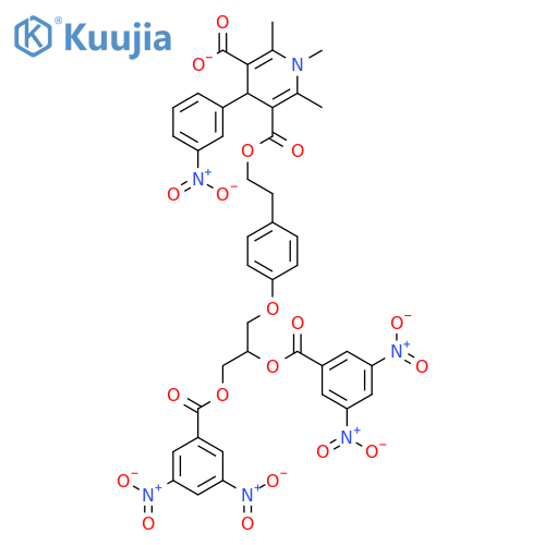 3,5-Pyridinedicarboxylicacid, 1,4-dihydro-2,6-dimethyl-4-(3-nitrophenyl)-,3-[2-[4-[(2R)-2,3-bis[(3,5-dinitrobenzoyl)oxy]propoxy]phenyl]ethyl] 5-methylester, (4R)-rel- structure