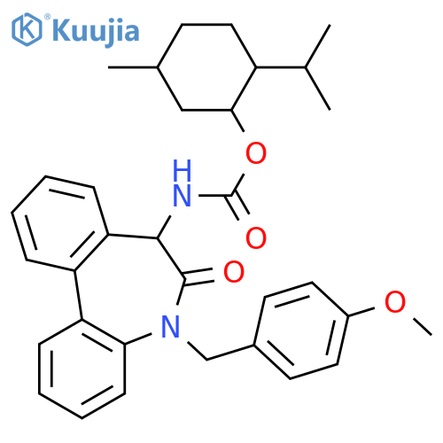 Carbamic acid, N-[(7R)-6,7-dihydro-5-[(4-methoxyphenyl)methyl]-6-oxo-5H-dibenz[b,d]azepin-7-yl]-, (1R,2S,5R)-5-methyl-2-(1-methylethyl)cyclohexyl ester structure