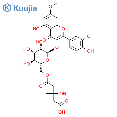 4H-1-Benzopyran-4-one,3-[[6-O-(4-carboxy-3-hydroxy-3-methyl-1-oxobutyl)-b-D-glucopyranosyl]oxy]-5-hydroxy-2-(4-hydroxy-3-methoxyphenyl)-7-methoxy-(9CI) structure