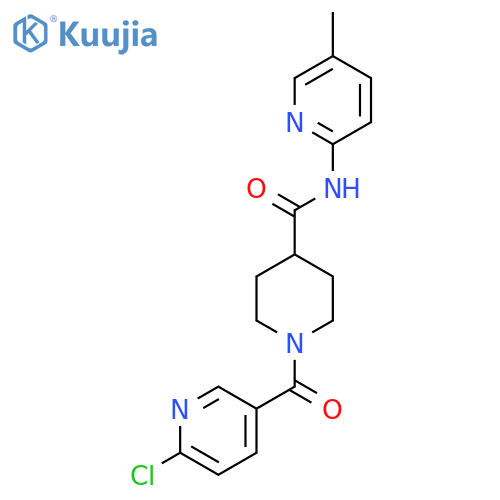 1-(6-chloropyridine-3-carbonyl)-N-(5-methylpyridin-2-yl)piperidine-4-carboxamide structure