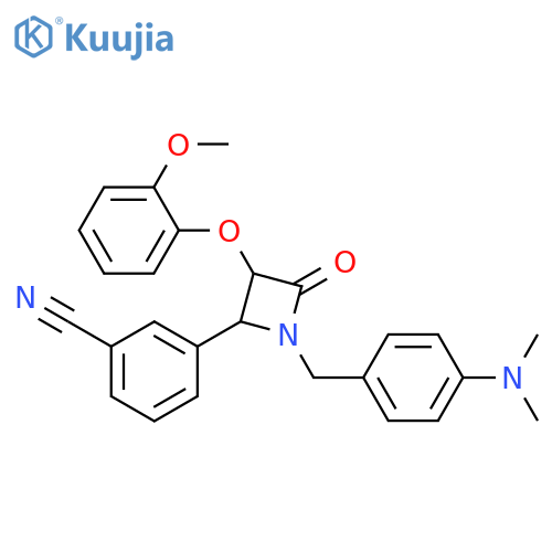 3-[1-[[4-(Dimethylamino)phenyl]methyl]-3-(2-methoxyphenoxy)-4-oxo-2-azetidinyl]benzonitrile structure