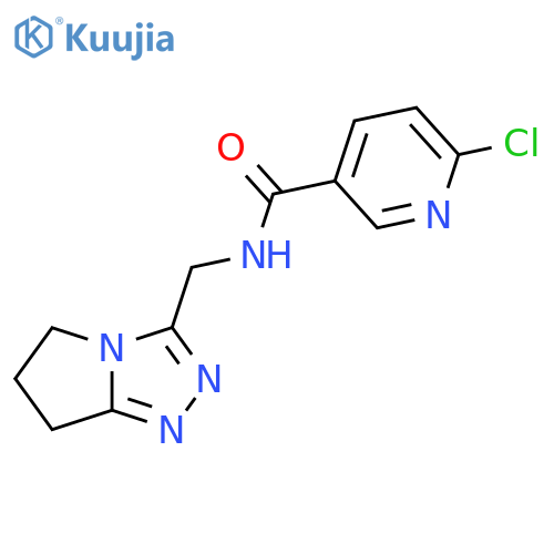 6-chloro-N-({5H,6H,7H-pyrrolo2,1-c1,2,4triazol-3-yl}methyl)pyridine-3-carboxamide structure