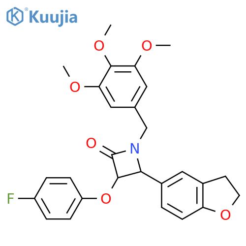 4-(2,3-Dihydro-1-benzofuran-5-yl)-3-(4-fluorophenoxy)-1-[(3,4,5-trimethoxyphenyl)methyl]azetidin-2-one structure