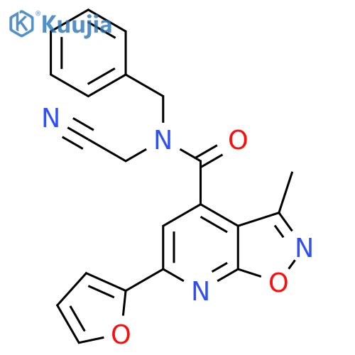 N-benzyl-N-(cyanomethyl)-6-(furan-2-yl)-3-methyl-[1,2]oxazolo[5,4-b]pyridine-4-carboxamide structure