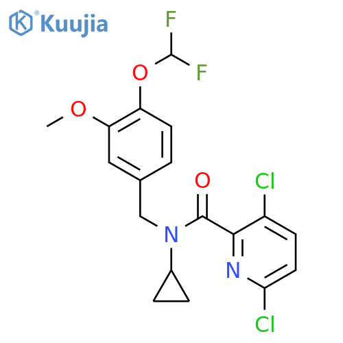 3,6-Dichloro-N-cyclopropyl-N-{[4-(difluoromethoxy)-3-methoxyphenyl]methyl}pyridine-2-carboxamide structure