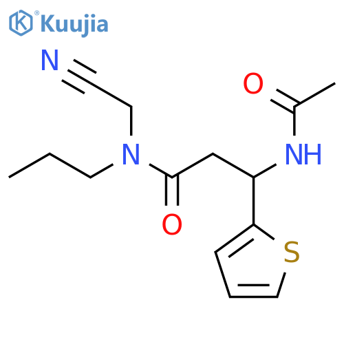 N-(cyanomethyl)-3-acetamido-N-propyl-3-(thiophen-2-yl)propanamide structure