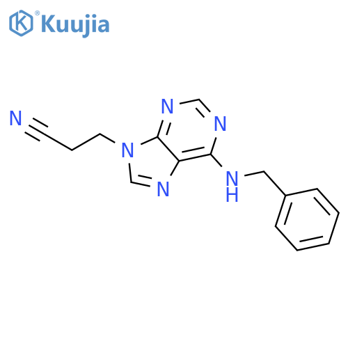9H-PURINE-9-PROPANENITRILE, 6-[(PHENYLMETHYL)AMINO]- structure