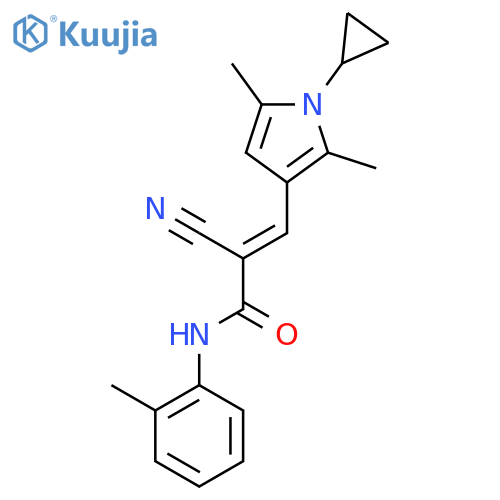 2-cyano-3-(1-cyclopropyl-2,5-dimethyl-1H-pyrrol-3-yl)-N-(2-methylphenyl)prop-2-enamide structure