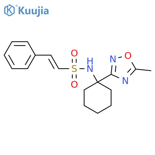 N-[1-(5-methyl-1,2,4-oxadiazol-3-yl)cyclohexyl]-2-phenylethene-1-sulfonamide structure