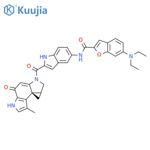 2-Benzofurancarboxamide,6-(diethylamino)-N-[2-[[(7bR,8aS)-4,5,8,8a-tetrahydro-7-methyl-4-oxocyclopropa[c]pyrrolo[3,2-e]indol-2(1H)-yl]carbonyl]-1H-indol-5-yl]-(9CI) structure