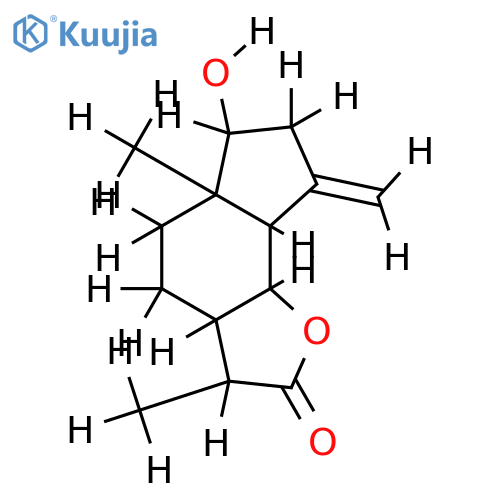 1beta-hydroxyl-2-noreudesm-4(15)-en-5alpha,6beta,7alpha,11alphaH-12,6-olide structure