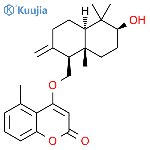 2H-1-Benzopyran-2-one, 4-[[(1S,4aR,6S,8aS)-decahydro-6-hydroxy-5,5,8a-trimethyl-2-methylene-1-naphthalenyl]methoxy]-5-methyl- structure