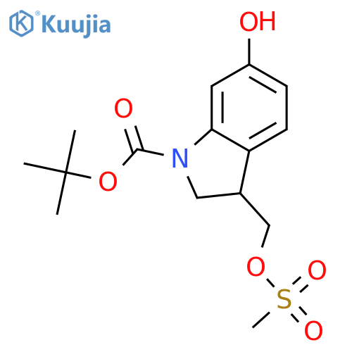 1H-Indole-1-carboxylicacid, 2,3-dihydro-6-hydroxy-3-[[(methylsulfonyl)oxy]methyl]-, 1,1-dimethylethylester structure