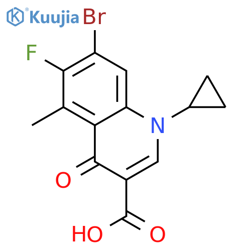 3-Quinolinecarboxylicacid, 7-bromo-1-cyclopropyl-6-fluoro-1,4-dihydro-5-methyl-4-oxo- structure
