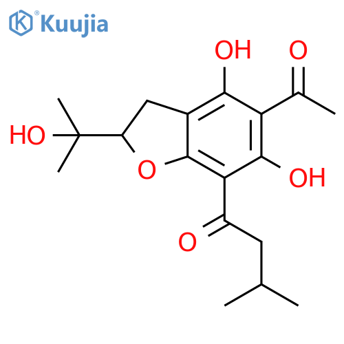 1-Butanone,1-[5-acetyl-2,3-dihydro-4,6-dihydroxy-2-(1-hydroxy-1-methylethyl)-7-benzofuranyl]-3-methyl-(9CI) structure