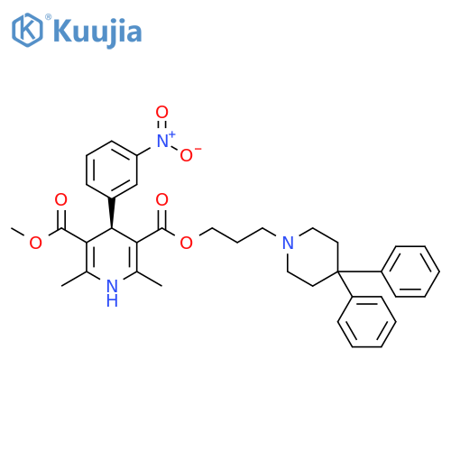 3,5-Pyridinedicarboxylicacid, 1,4-dihydro-2,6-dimethyl-4-(3-nitrophenyl)-,3-[3-(4,4-diphenyl-1-piperidinyl)propyl] 5-methyl ester, (4R)- structure
