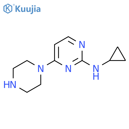 N-cyclopropyl-4-(piperazin-1-yl)pyrimidin-2-amine structure