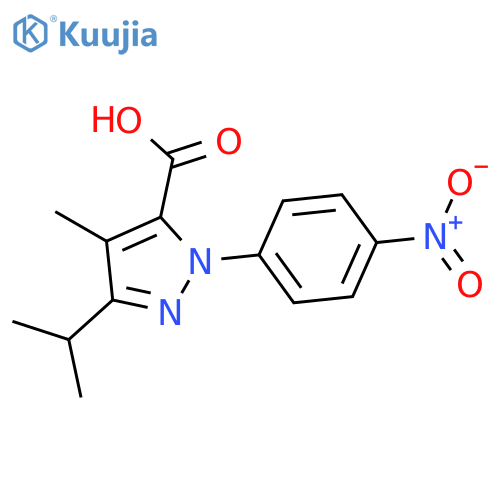 4-methyl-2-(4-nitrophenyl)-5-propan-2-ylpyrazole-3-carboxylic acid structure