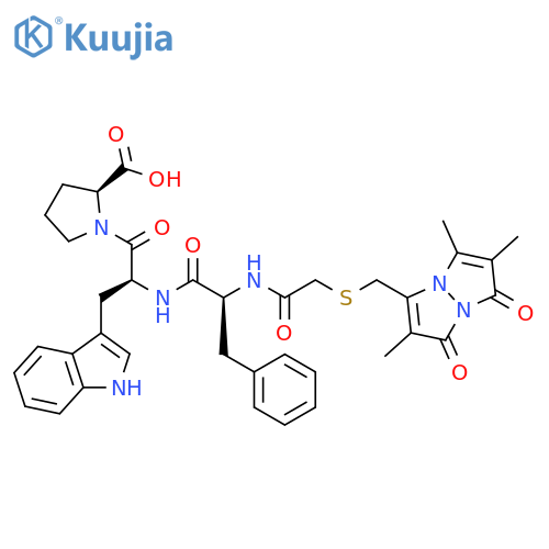 L-Proline,1-[N-[N-[[[(2,5,6-trimethyl-1,7-dioxo-1H,7H-pyrazolo[1,2-a]pyrazol-3-yl)methyl]thio]acetyl]-L-phenylalanyl]-L-tryptophyl]- structure