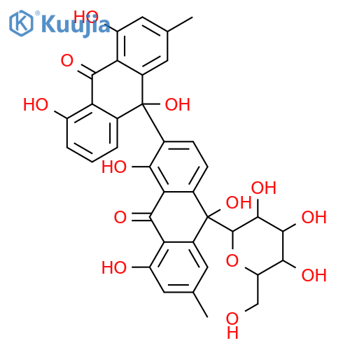 [2,9'-Bianthracene]-9,10'(9'H,10H)-dione,10-b-D-glucopyranosyl-1,4',5',8,9',10-hexahydroxy-2',6-dimethyl-(9CI) structure