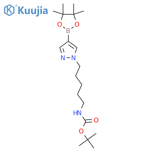 tert-Butyl (5-(4-(4,4,5,5-tetramethyl-1,3,2-dioxaborolan-2-yl)-1H-pyrazol-1-yl)pentyl)carbamate structure
