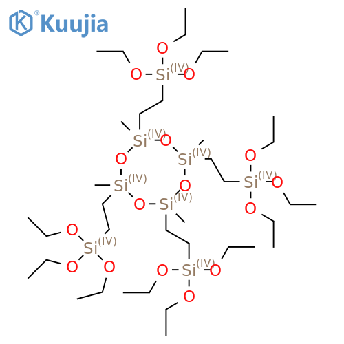 2,4,6,8-Tetramethyl-2,4,6,8-tetrakis[2-(triethoxysilyl)ethyl]cyclotetrasiloxane structure
