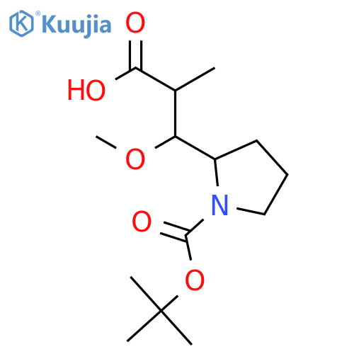 (2R,3R)-3-[(2S)-1-[(tert-butoxy)carbonyl]pyrrolidin-2-yl]-3-methoxy-2-methylpropanoic acid structure
