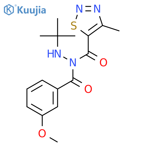 N'-tert-butyl-N-(3-methoxybenzoyl)-N-(4-methyl-1,2,3-thiadiazole-5-carbonyl)hydrazine structure