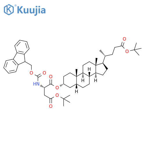 Cholan-24-oic acid, 3-[(2S)-4-(1,1-dimethylethoxy)-2-[[(9H-fluoren-9-ylmethoxy)carbonyl]amino]-1,4-dioxobutoxy]-, 1,1-dimethylethyl ester, (3α,5β)- structure