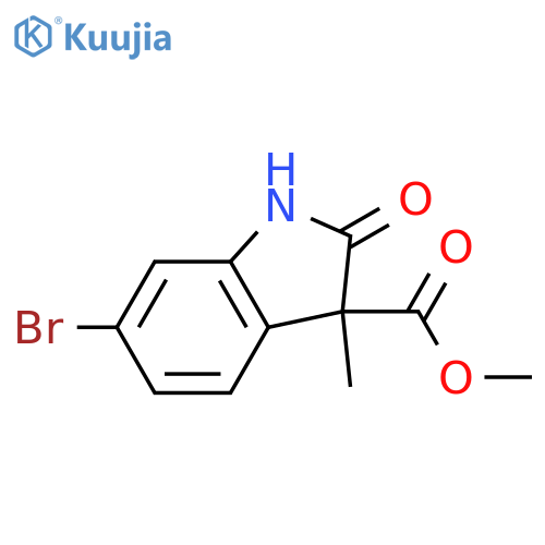 1H-Indole-3-carboxylic acid, 6-bromo-2,3-dihydro-3-methyl-2-oxo-, methyl ester structure