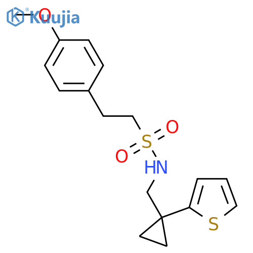 2-(4-methoxyphenyl)-N-{1-(thiophen-2-yl)cyclopropylmethyl}ethane-1-sulfonamide structure